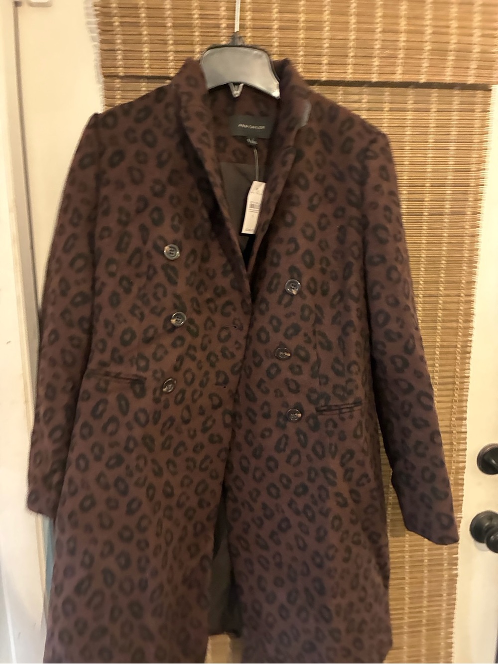 NWT Ann Taylor small  Brown Leopard Print Double-Breasted Coat $259